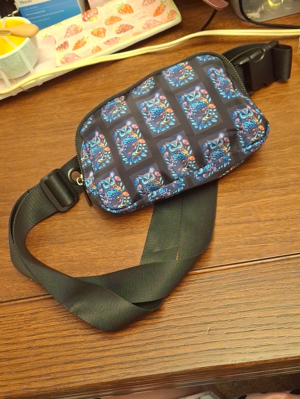 Owl Patterned Crossbody or Belt Bag Preloved